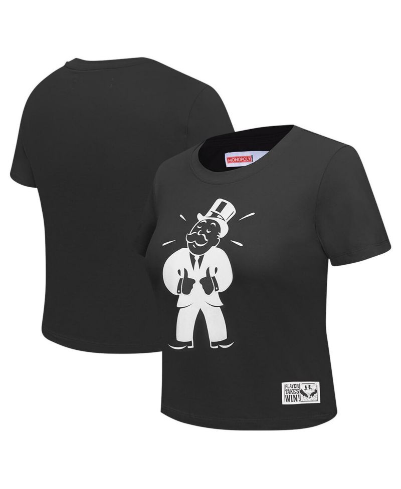 Women's Black Monopoly Babydoll Cropped T-Shirt