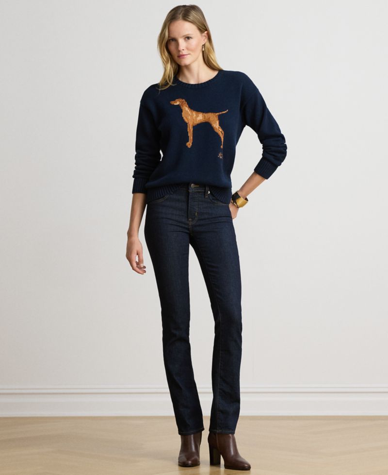 Petite Intarsia-Knit Crewneck Sweater