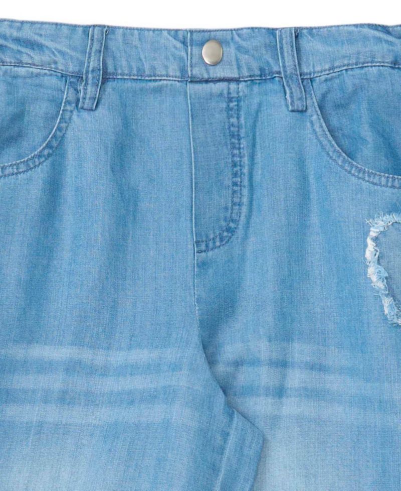 Girls' 7-16 Denim Pant with Heart Embroidered Jeans