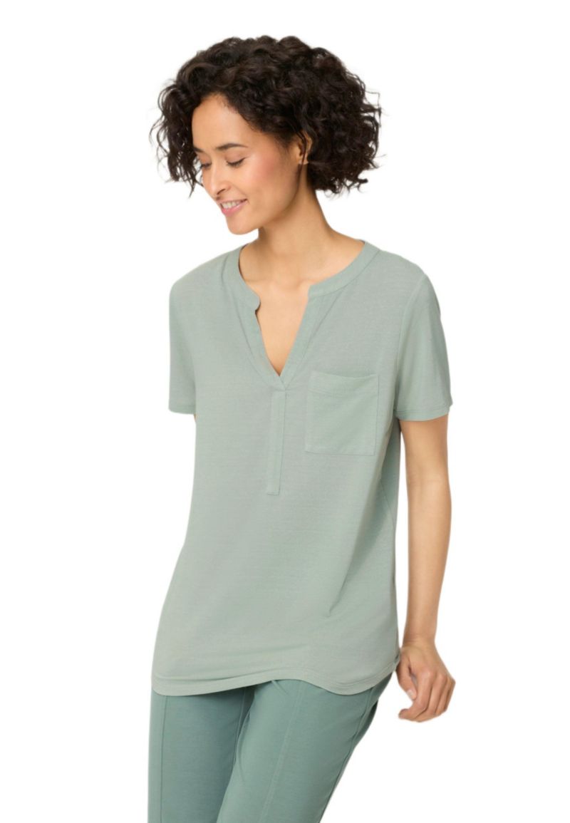 Women's Shimmer Split Neck T-Shirt