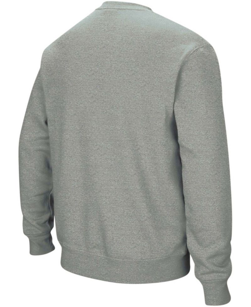 Men's Heather Gray Illinois Fighting Illini Arch Logo Crew Neck Sweatshirt