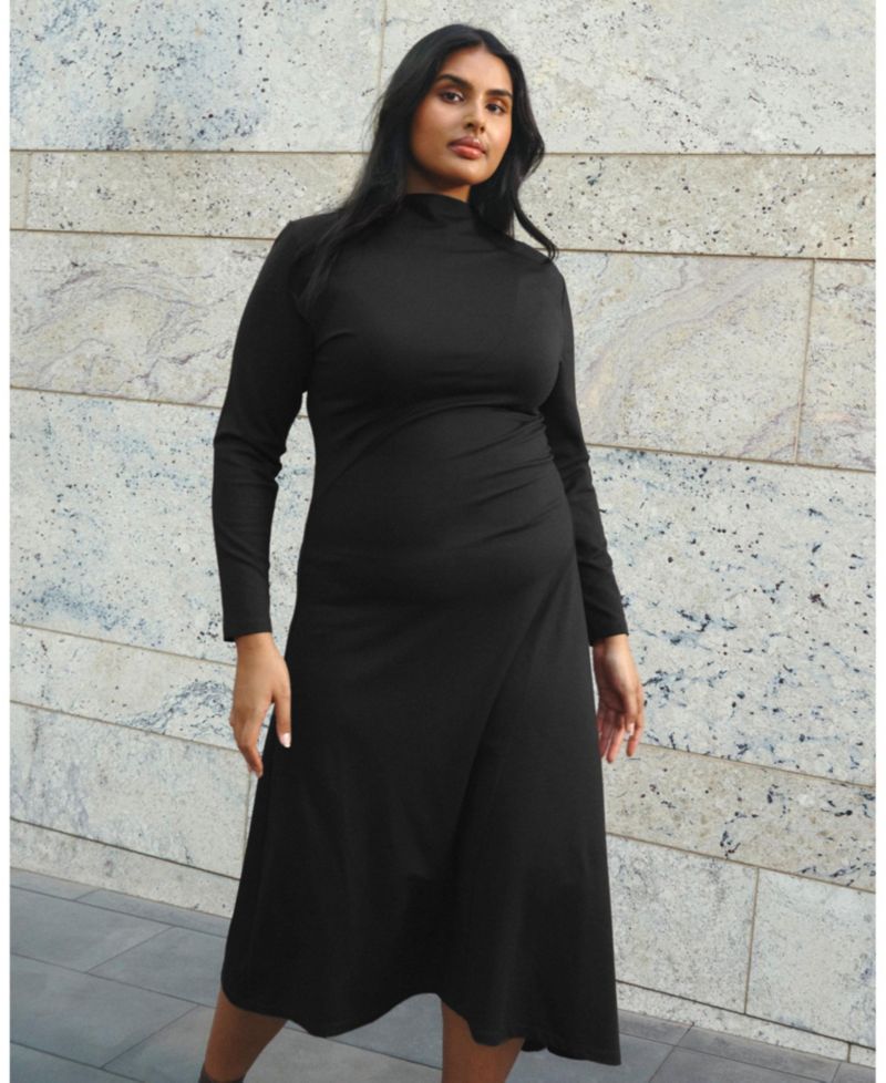 Women's Abagail High Neck Assymetric Midi Dress