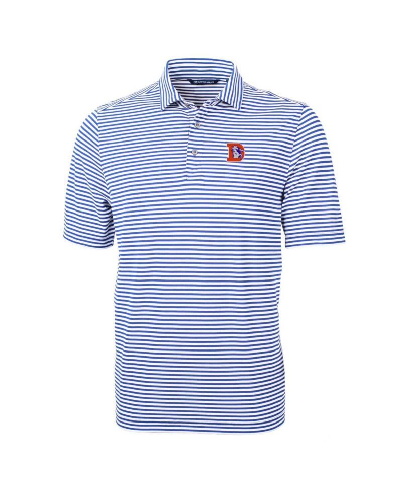 Men's Blue Denver Broncos Throwback Logo Virtue Eco Pique Stripe Polo