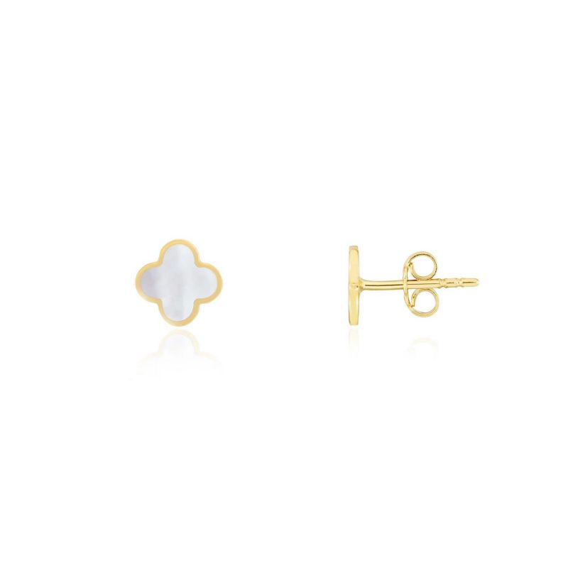 Mini Mother of Pearl Clover Stud Earrings