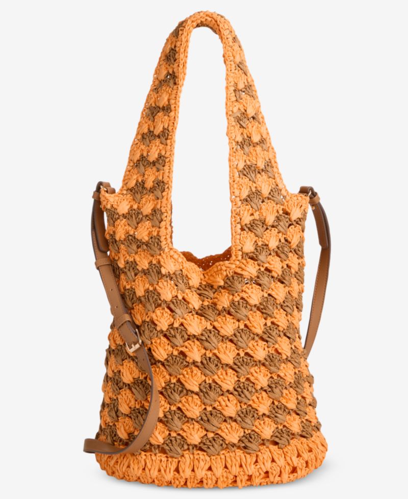 Drawstring Straw Handle Mini Tote