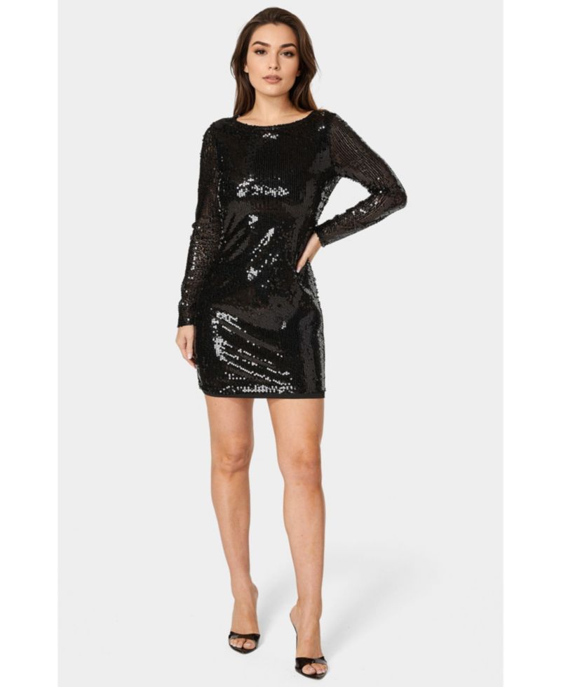 Women's Cowl Back Sequin Mini Dress