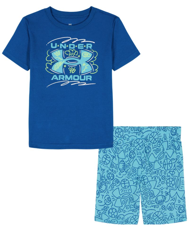 Boys' 2T-7 Crewneck T-Shirt and Printed Shorts, 2-Piece Set