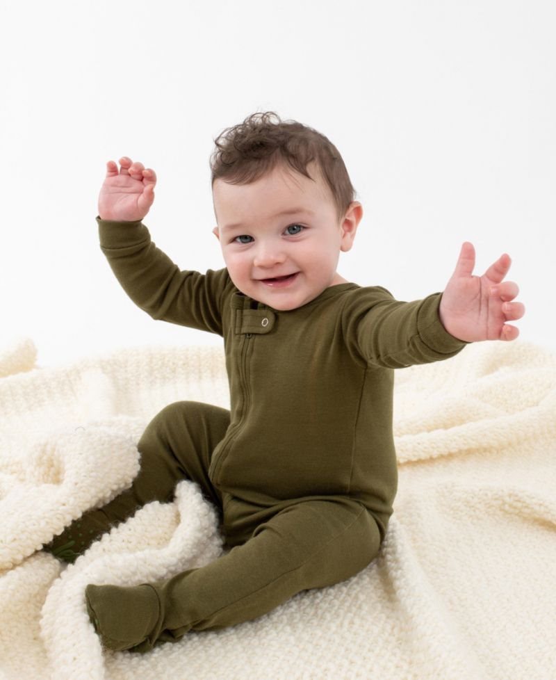 Toddler Matching Family One Piece Footed Cotton Long Sleeve Solid Color Pajamas 2T-5T