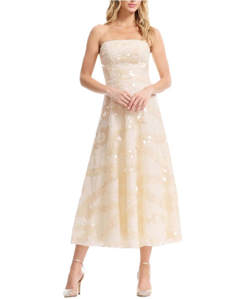 Women's Kailyn Strapless Sequin Floral Midi Dress