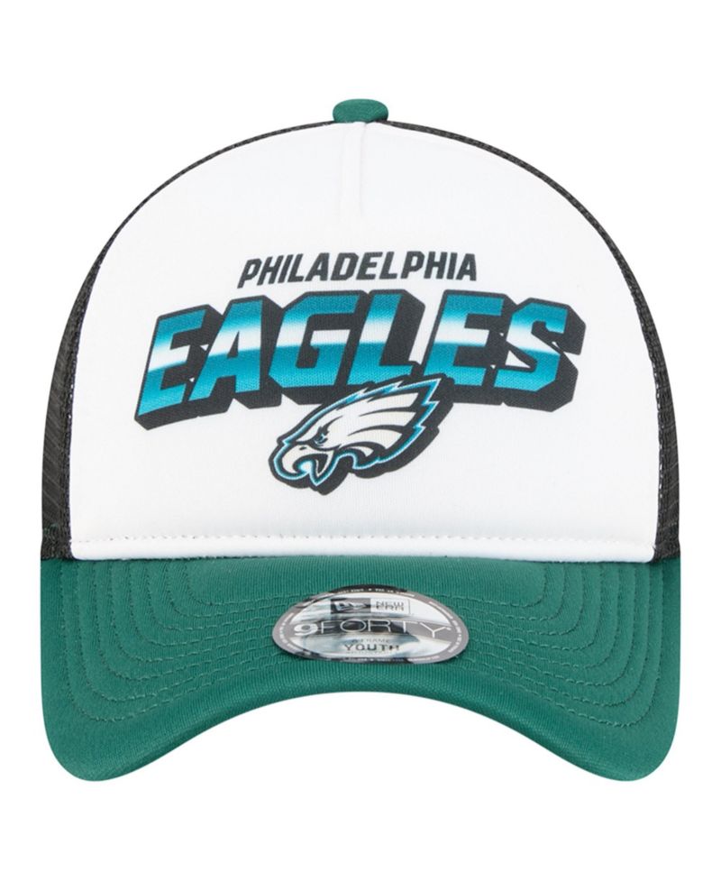 Big Boys and Girls White/Green Philadelphia Eagles Streak 9FORTY A-Frame Adjustable Hat