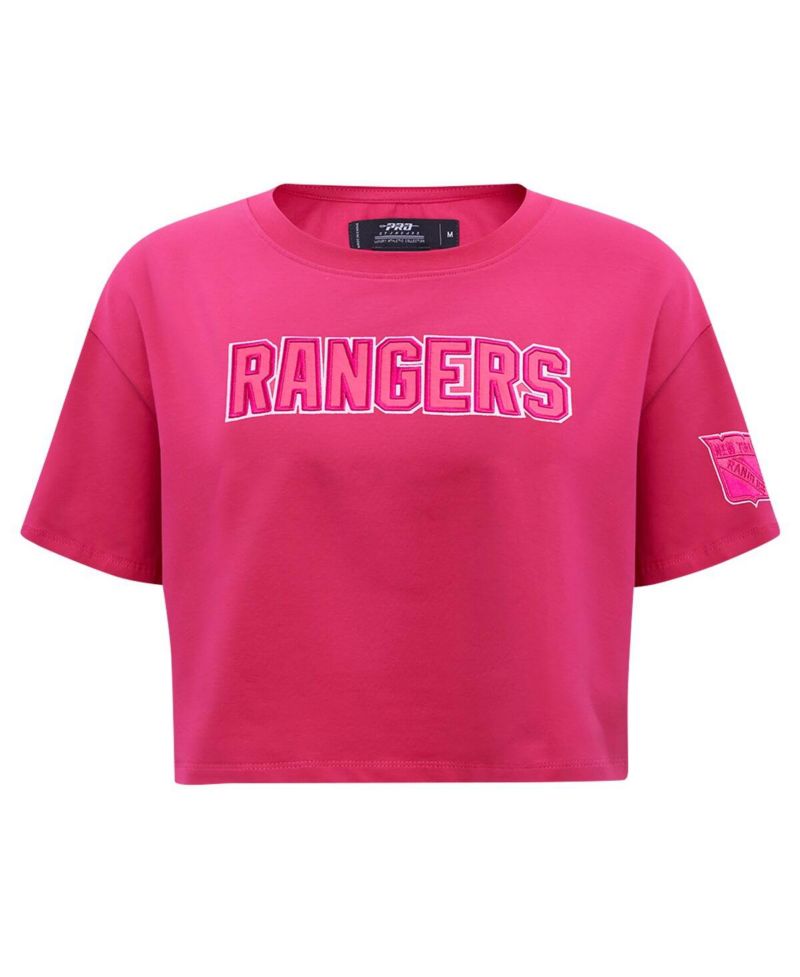 Women's New York Rangers Triple Pink Cropped Boxy T-shirt