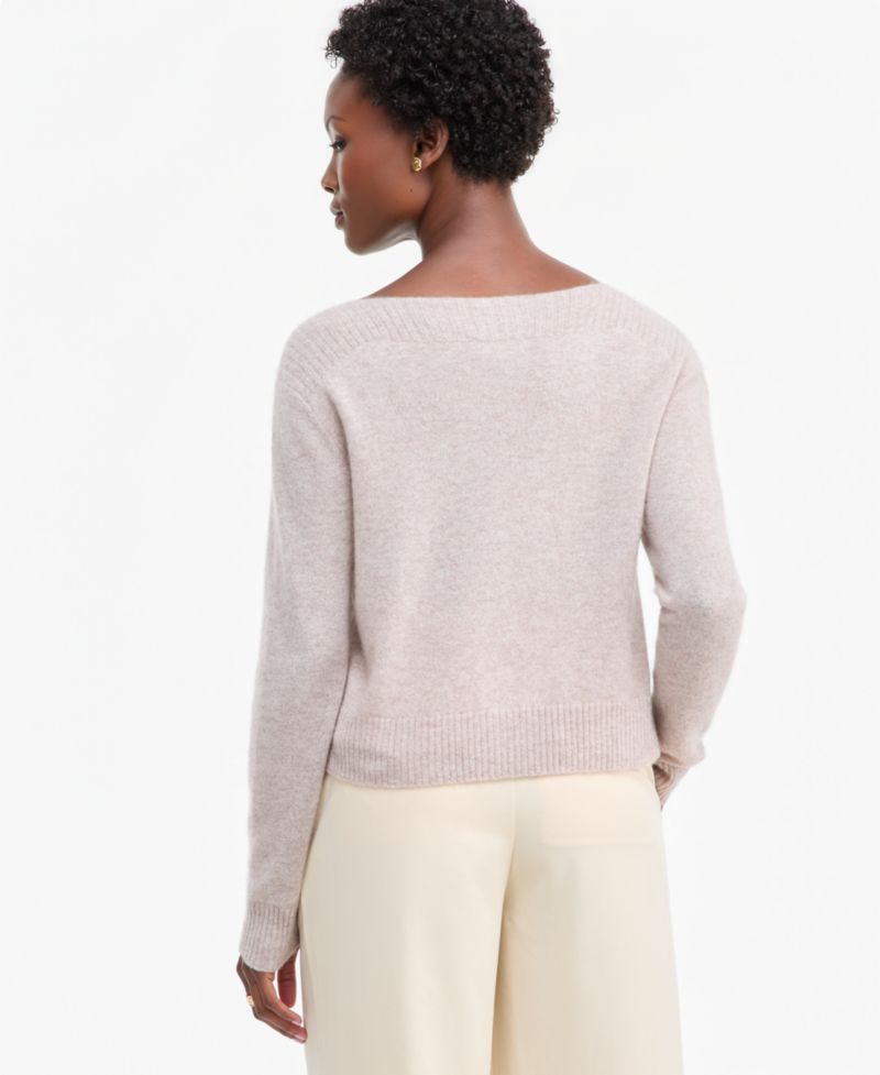 Petite Bold Floral Embroidery Cashmere Sweater