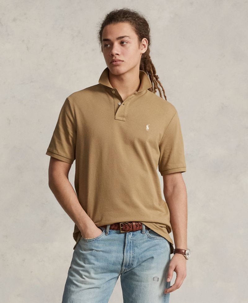 Мужская хлопчатобумажная рубашка поло из сетчатого материала Slim Fit на заказ