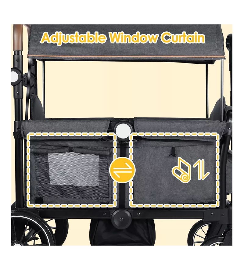 Baby All-Terrain Wagon Stroller for Two with Canopy, Snack Tray, Storage and Shock-Absorbing Wheels