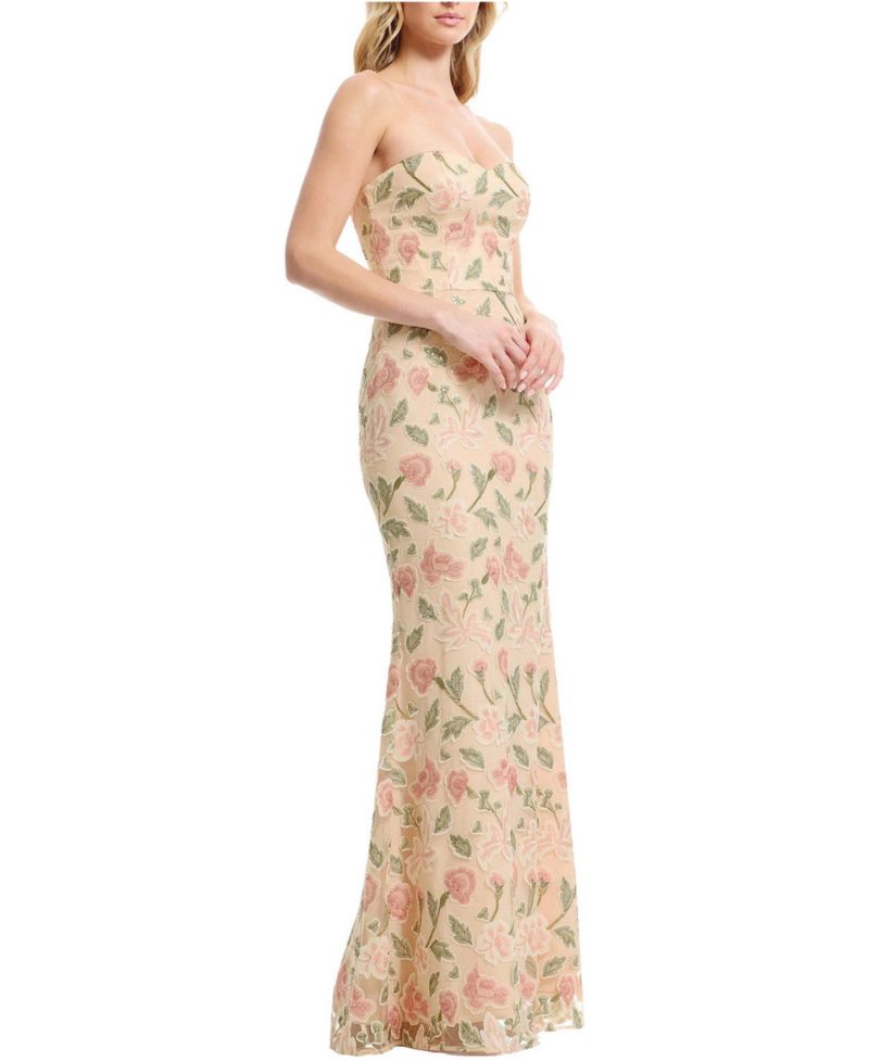 Women's Sheridan Strapless Sweetheart Floral-Embroidered Mermaid Gown