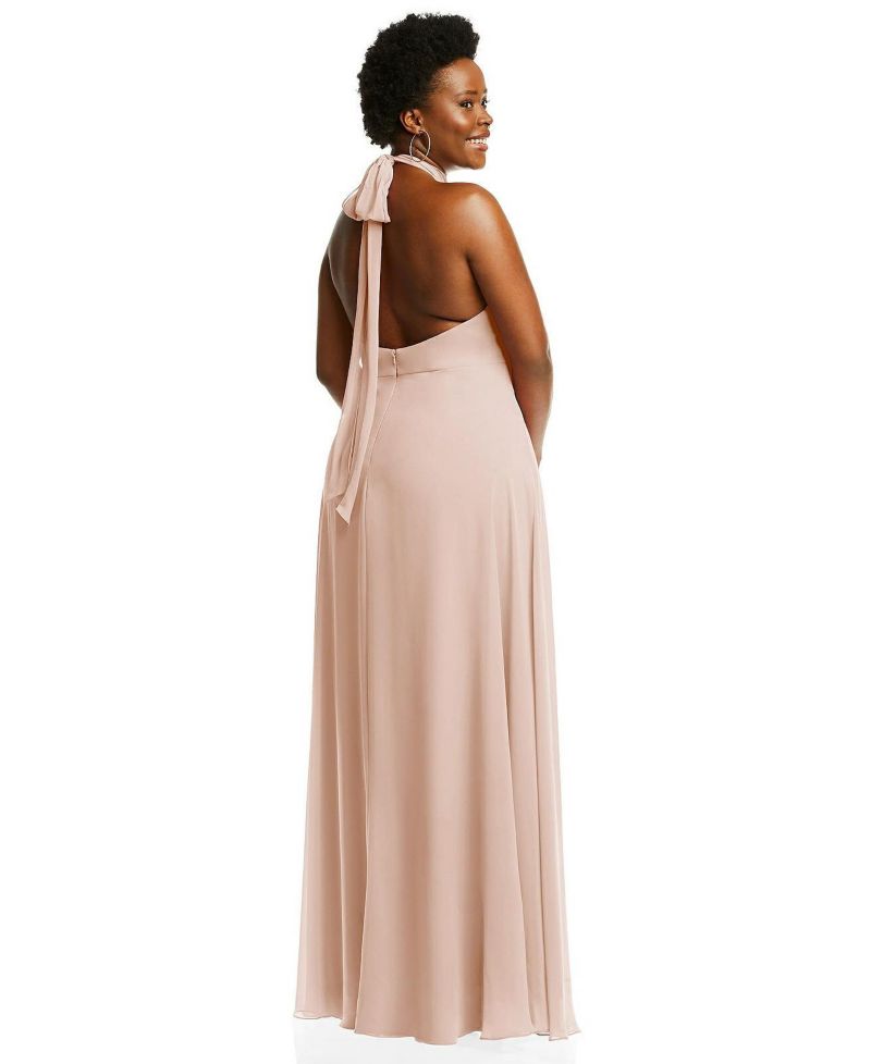 Women's High Neck Halter Backless Maxi Dress