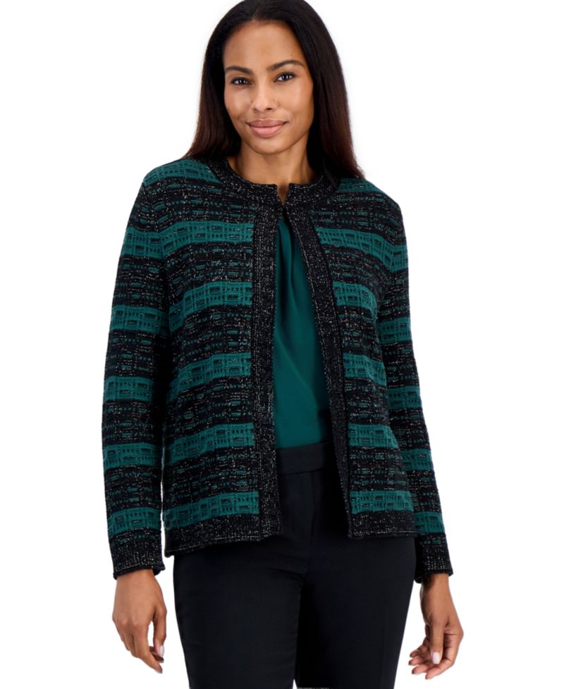 Petite Colorblock Stripe Cardigan Sweater