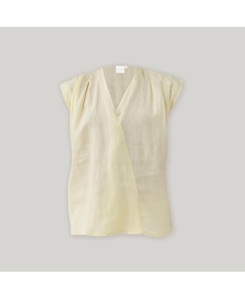 Women's V-neck Linen Overlap Top