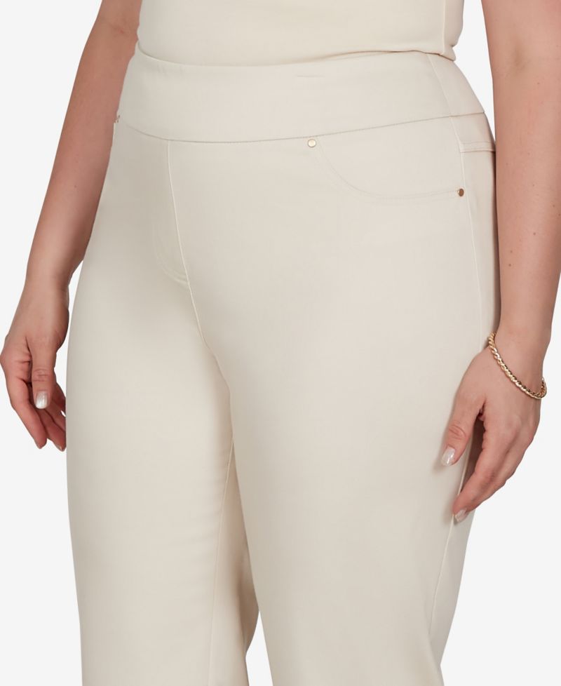 Plus Size Embroidered Cutout Denim Ankle Pants