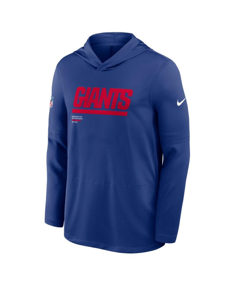 Men's Royal New York Giants Sideline Pure Performance Long Sleeve Hoodie T-Shirt
