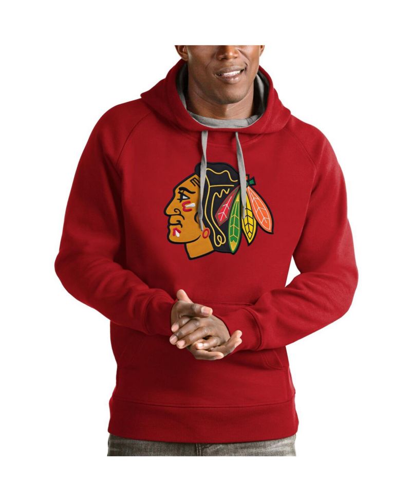 Men's Red Chicago Blackhawks Logo Victory Pullover Hoodie