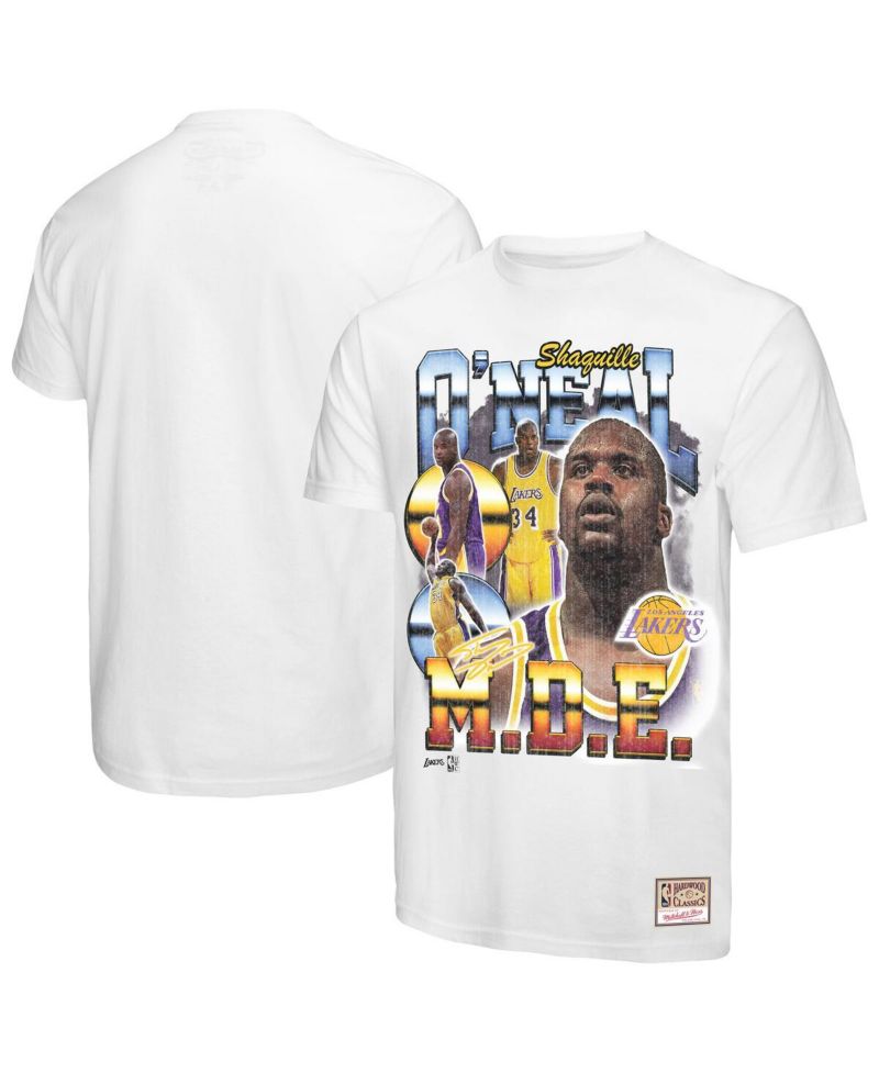 Men's Shaquille O'Neal White Los Angeles Lakers Commemorative Collage T-Shirt
