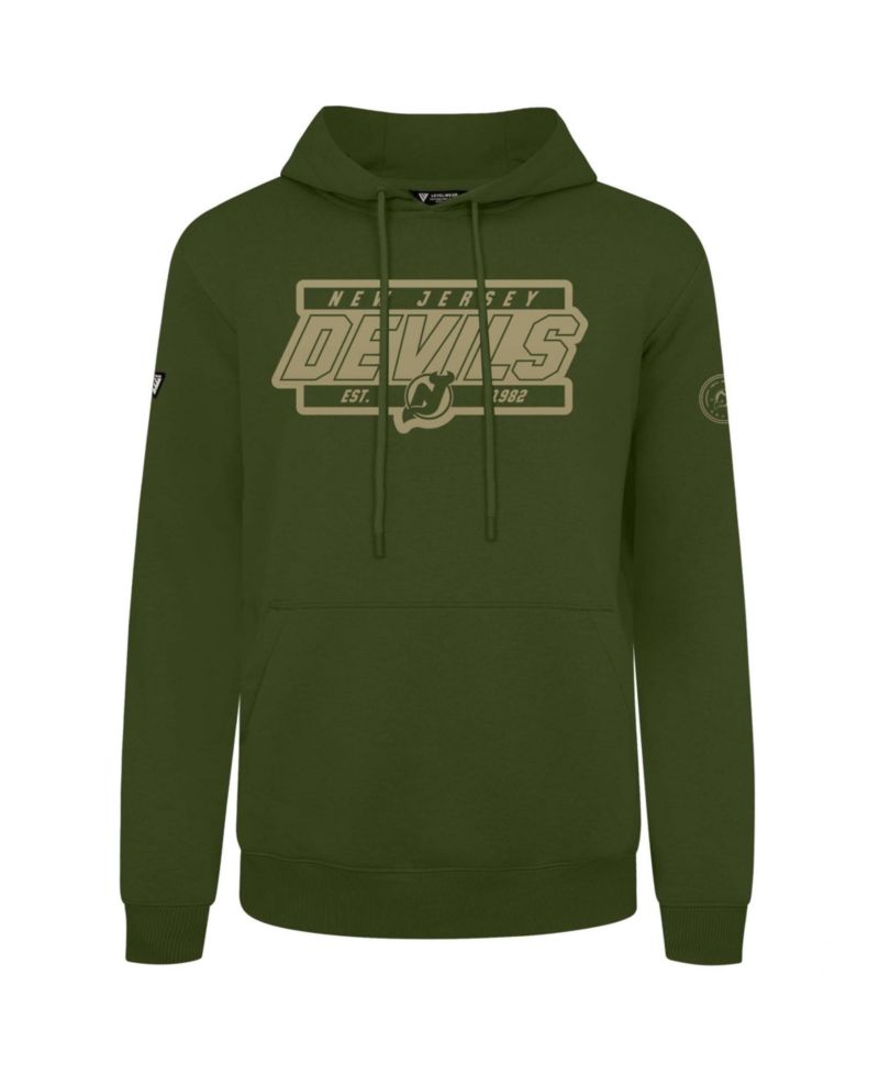 Men's Olive New Jersey Devils Podium Pullover Hoodie
