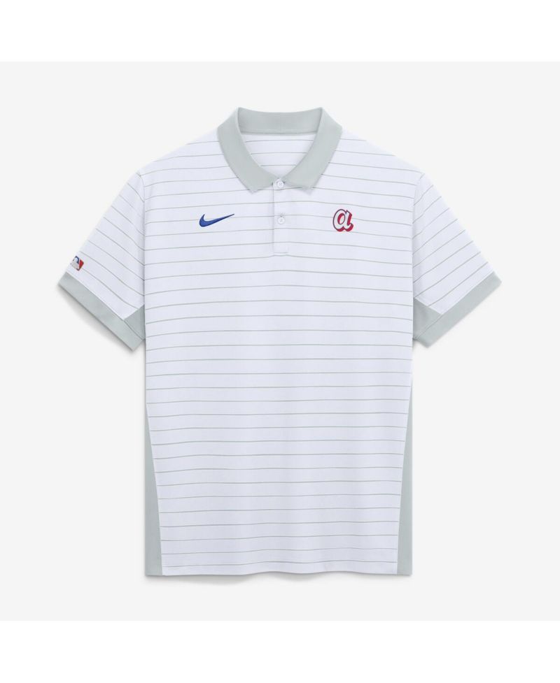 Men's Platinum Atlanta Braves 2026 City Connect Authentic Collection Striped Victory Dri-FIT Polo Shirt