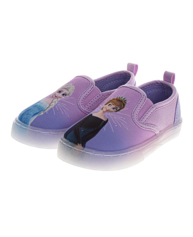 Frozen Design Elsa and Anna Slip On Canvas Girls Easy Wear Style Glitter Everyday Comfort