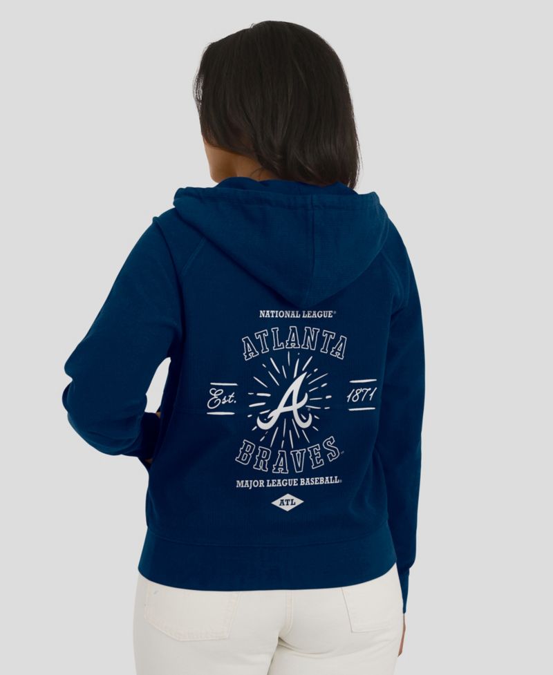 Women's Navy Atlanta Braves Vintage Full-Zip Raglan Hoodie