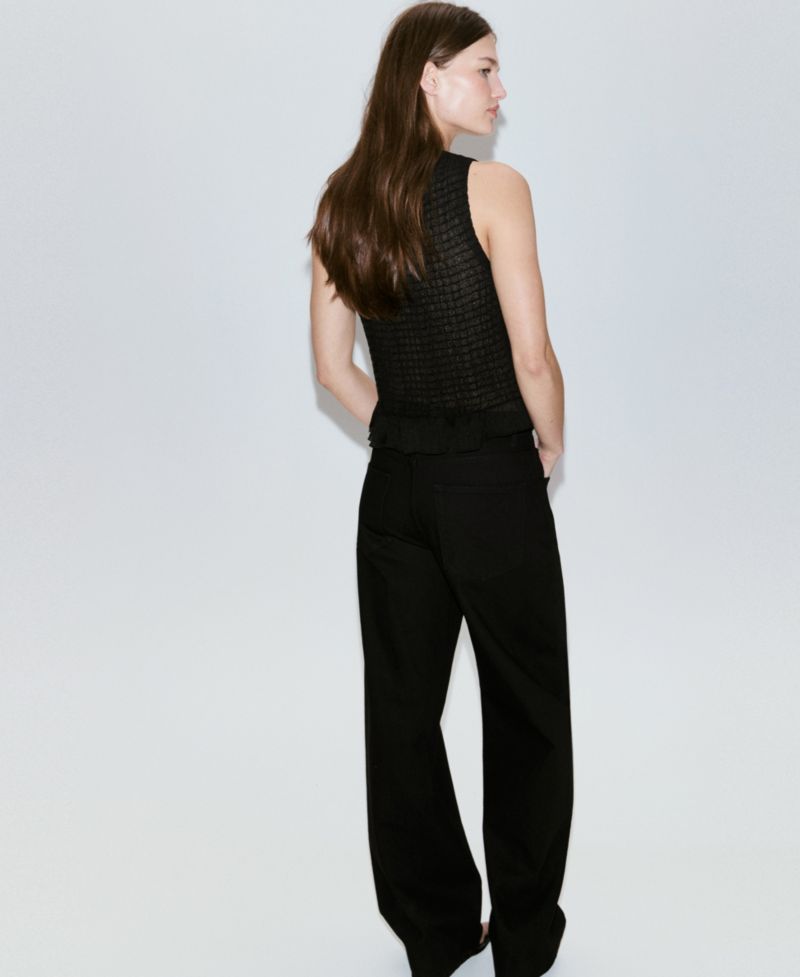 Women's Ruffled Detail Shirred Top