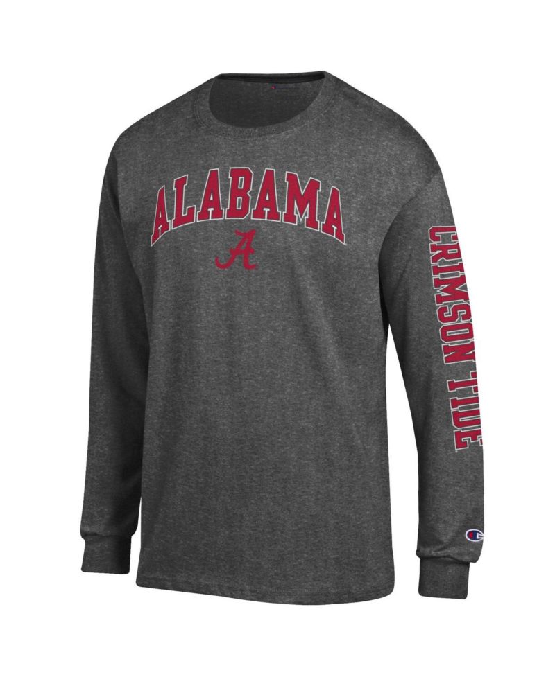 Men's Crimson Alabama Crimson Tide Arch Over Logo 2-Hit Long Sleeve T-Shirt