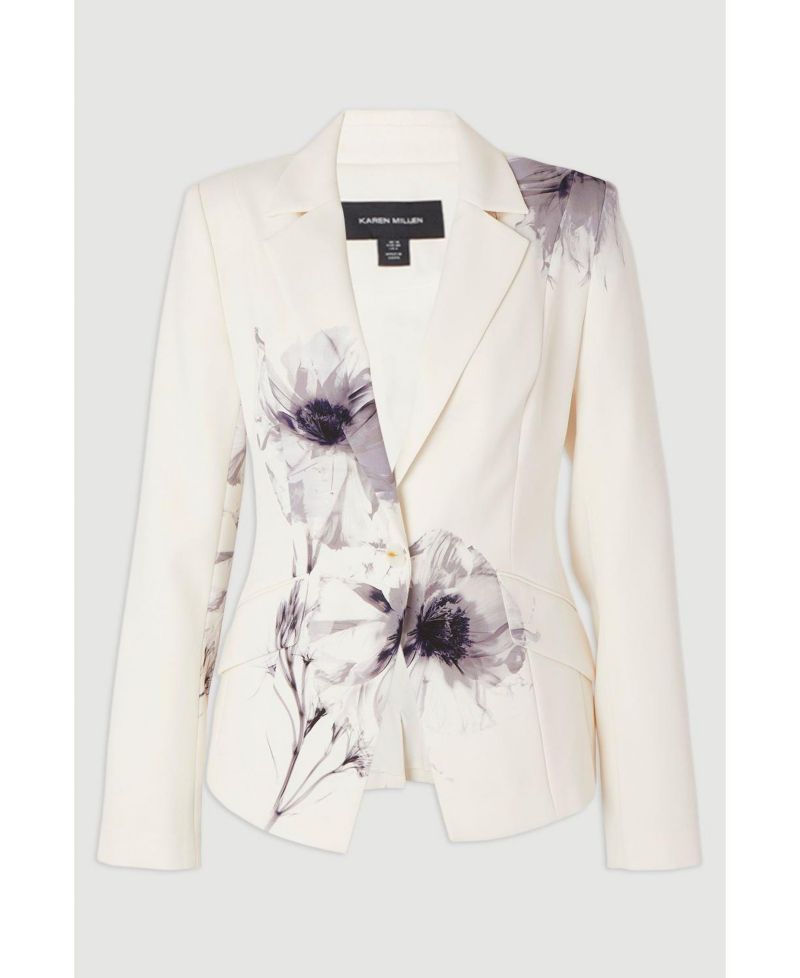 Women's Floral Crepe Single Breasted Blazer