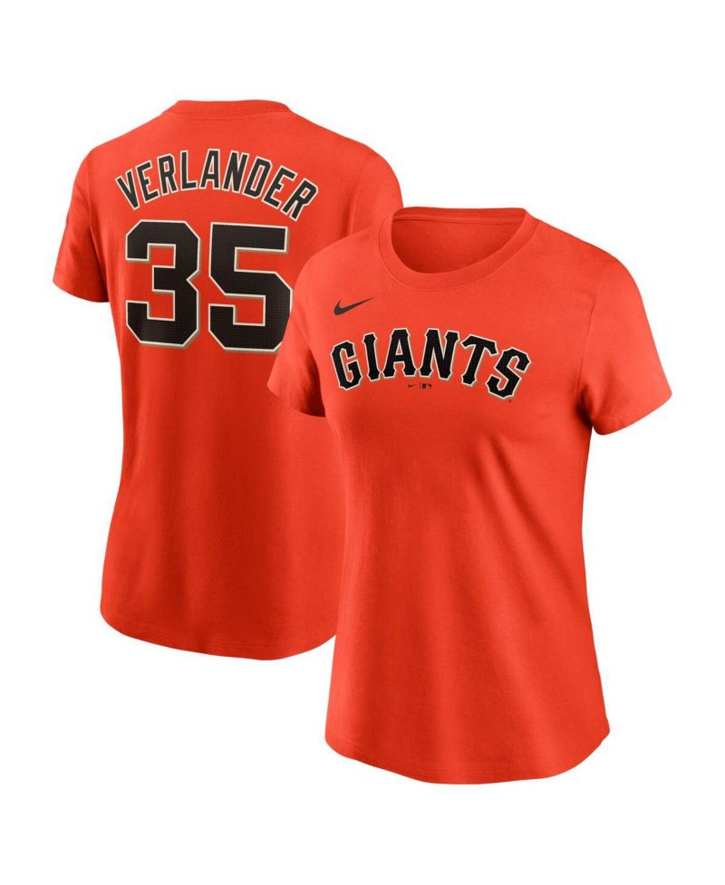 Women's Justin Verlander Orange San Francisco Giants Fuse Name & Number T-Shirt