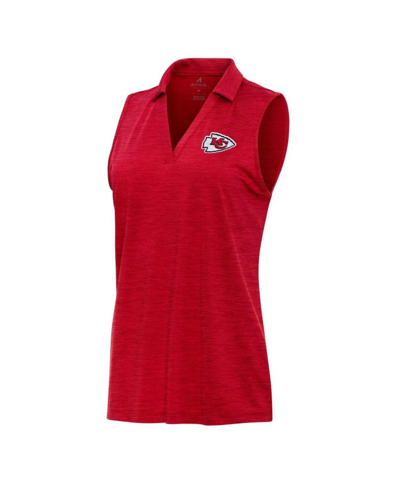 Women's Heather Red Kansas City Chiefs Layout Sleeveless V-Neck Polo Shirt