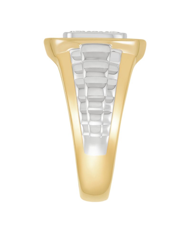Lab Grown Diamond Cluster Ring (1 ct. t.w.) in 14k Yellow Gold Plated Sterling Silver with Rhodium