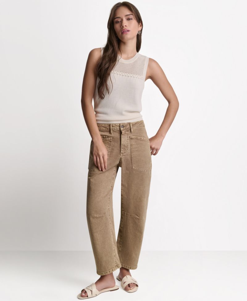 Women's Mid-Rise Barrel Leg Pants
