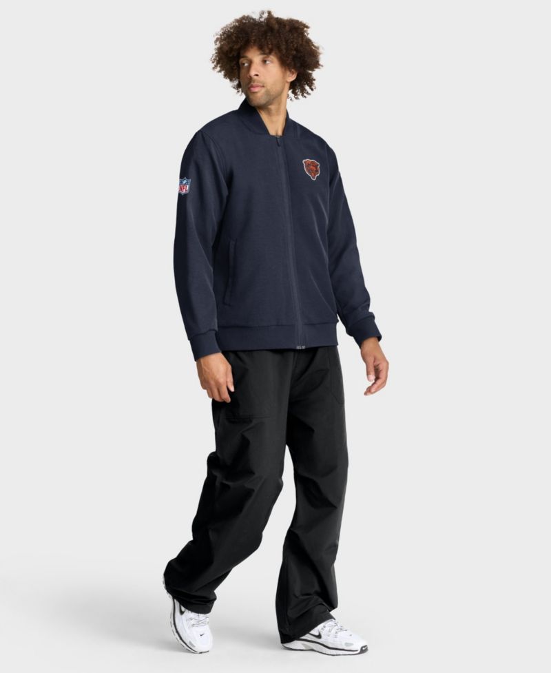 Men's Navy Chicago Bears Sideline Powerful Blocking Full-Zip Dri-FIT Bomber Jacket