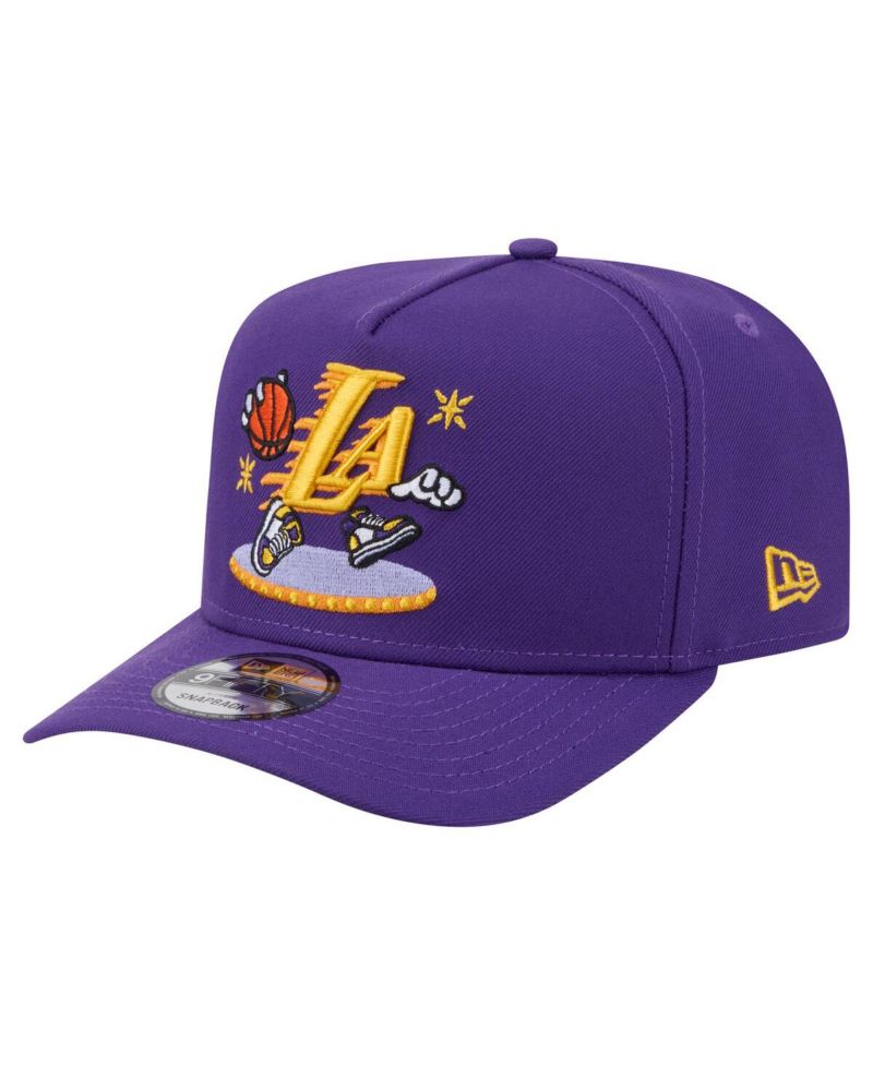 Men's Purple Los Angeles Lakers Injection Cartoon Logo A-Frame 9FIFTY Adjustable Hat