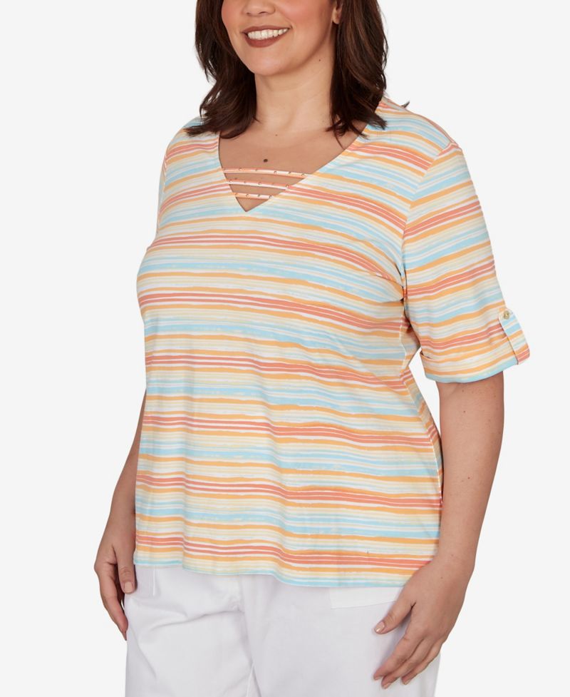 Plus Size Embellished Stretch V-Neck Top