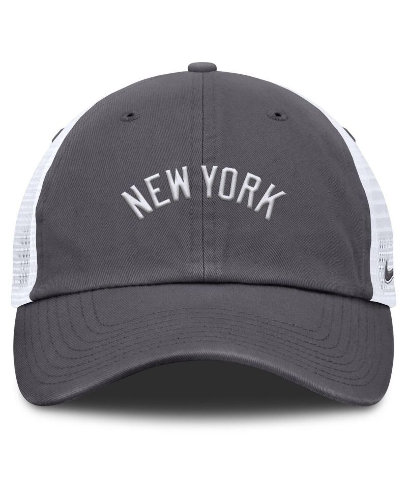 Men's Gray New York Yankees Wordmark Club Adjustable Trucker Hat