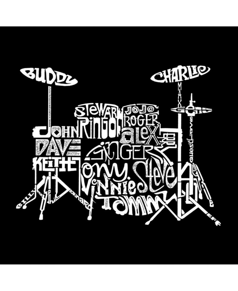 Men's Cotton/Poly Blend Word Art T-Shirt - Drums