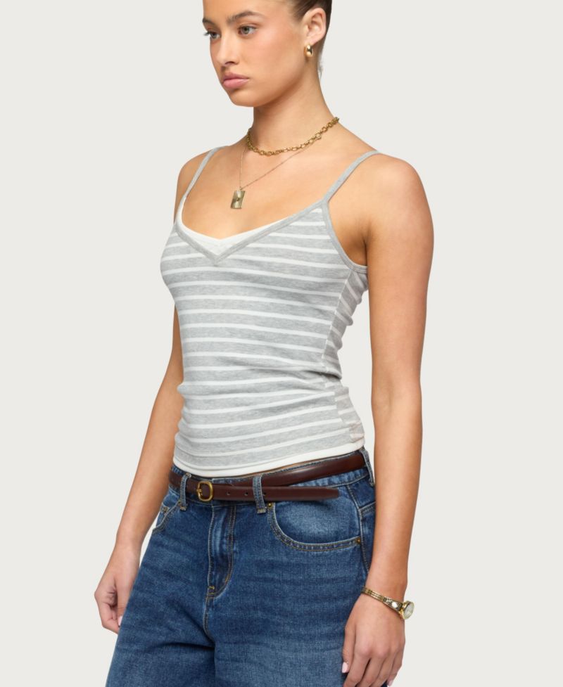 Women's Layered Contrast Striped Tank Top