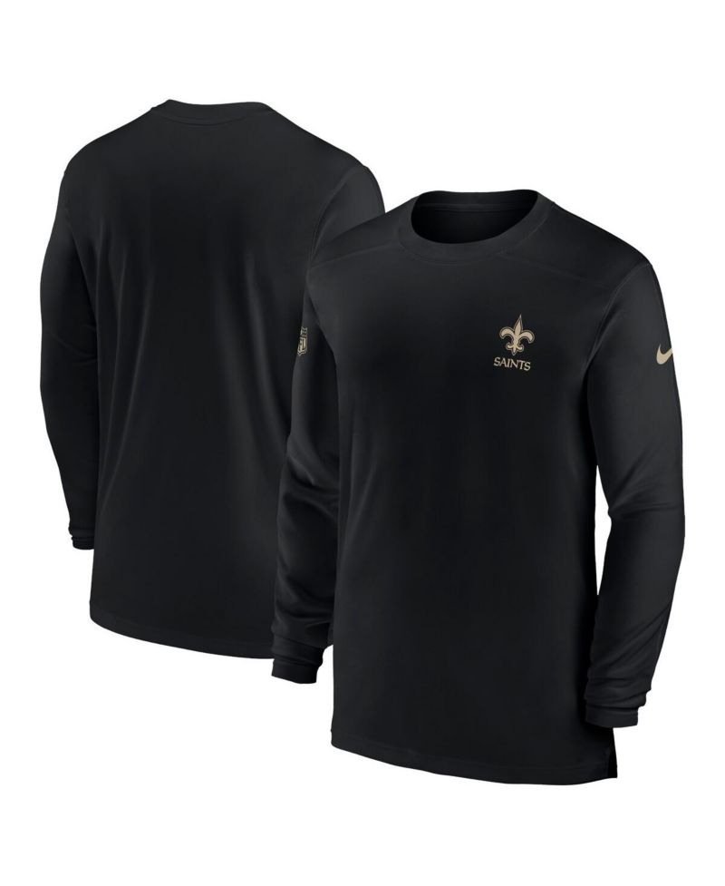 Men's Black New Orleans Saints Sideline Coach Performance Long Sleeve T-shirt