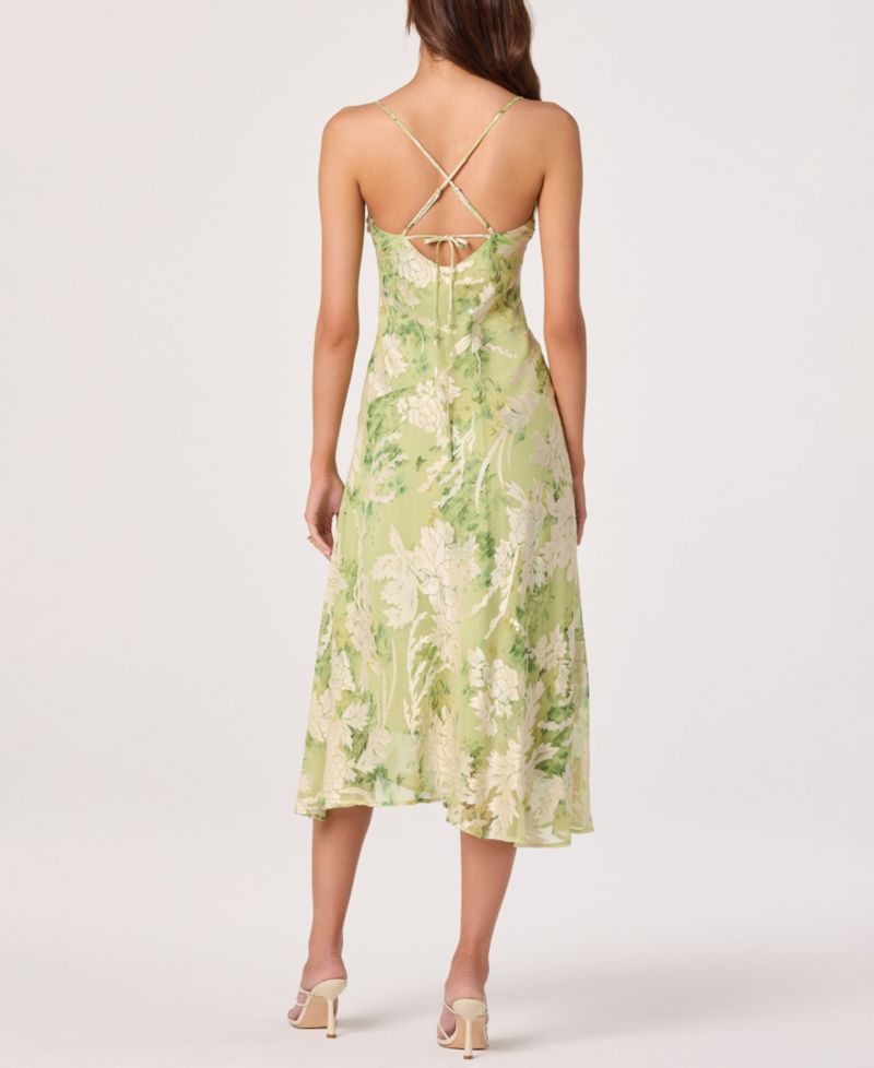 Women's Gaia Printed Cowl Neck Sleeveless Midi Dress