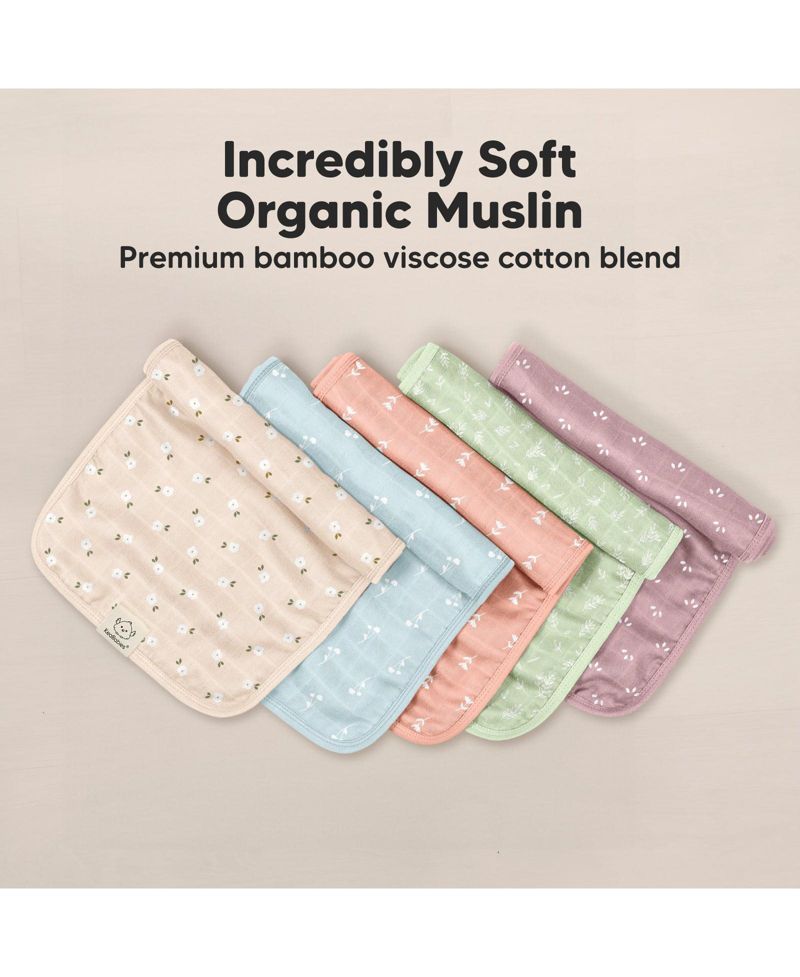 5 pieces Lumi Muslin Burp Cloths for Baby Boys, Girls, Baby Burp Cloths