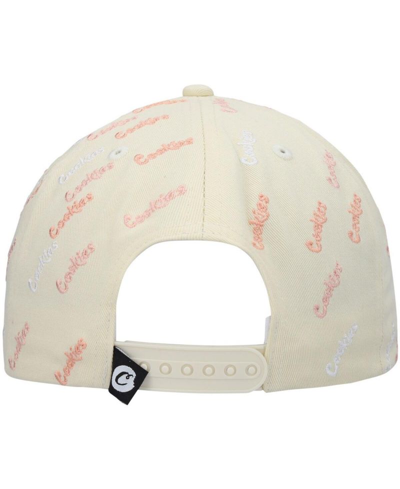 Men's Cream Triple Beam Allover Print Snapback Hat