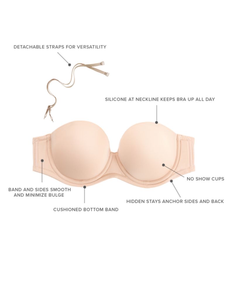 Red Carpet Full Figure Underwire Strapless Bra 854119, Up To I Cup