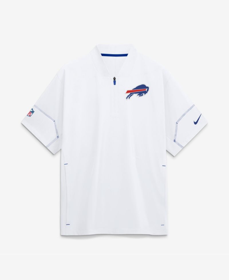 Men's White Buffalo Bills Sideline Short Sleeve Quarter-Zip Coaches Jacket