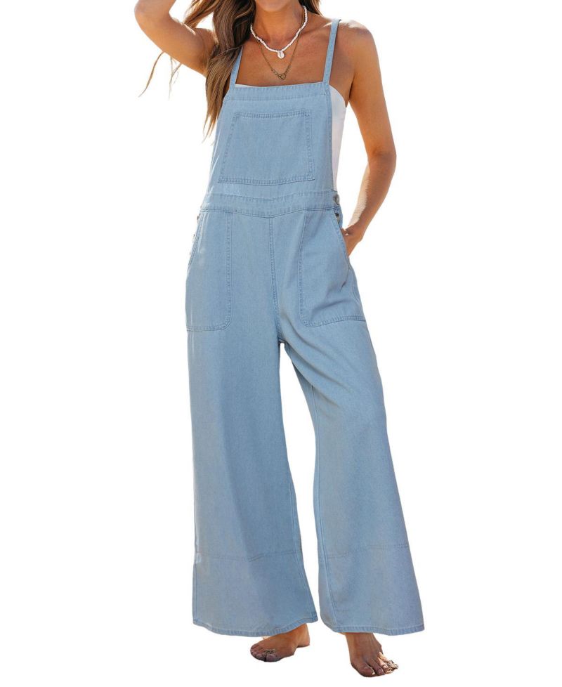 Women's Denim Square Neck Jumpsuit